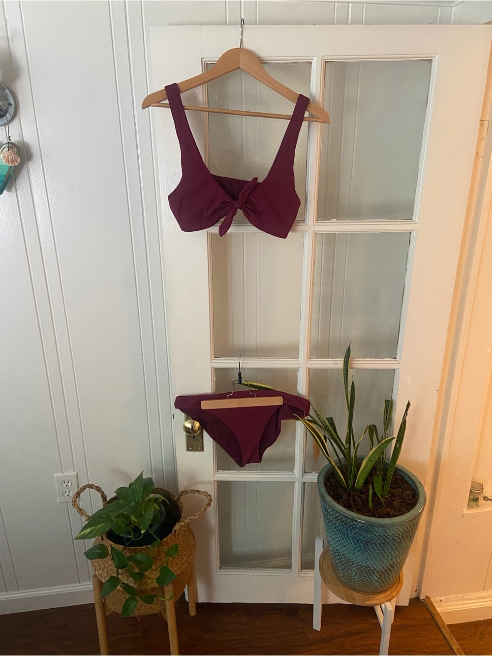 Women’s Tie-Front Bikini Set in Deep Berry